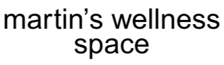 Text 'martin's wellness space' in black on a white background